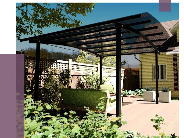 Навесы для террасы в Апатитах от 13224 руб. под ключ | ПРОЛЁТ-Птт