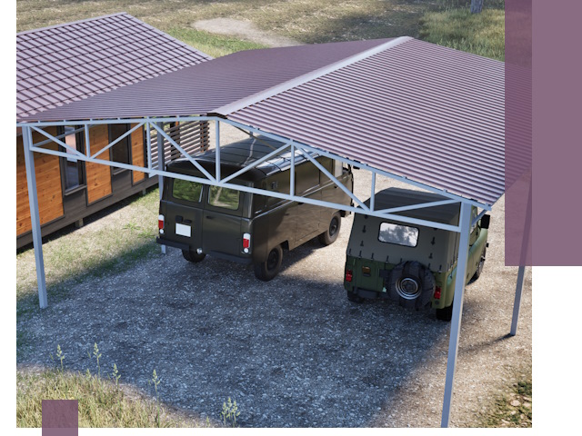 Двускатные навесы под ключ в Апатитах — изготовление и монтаж